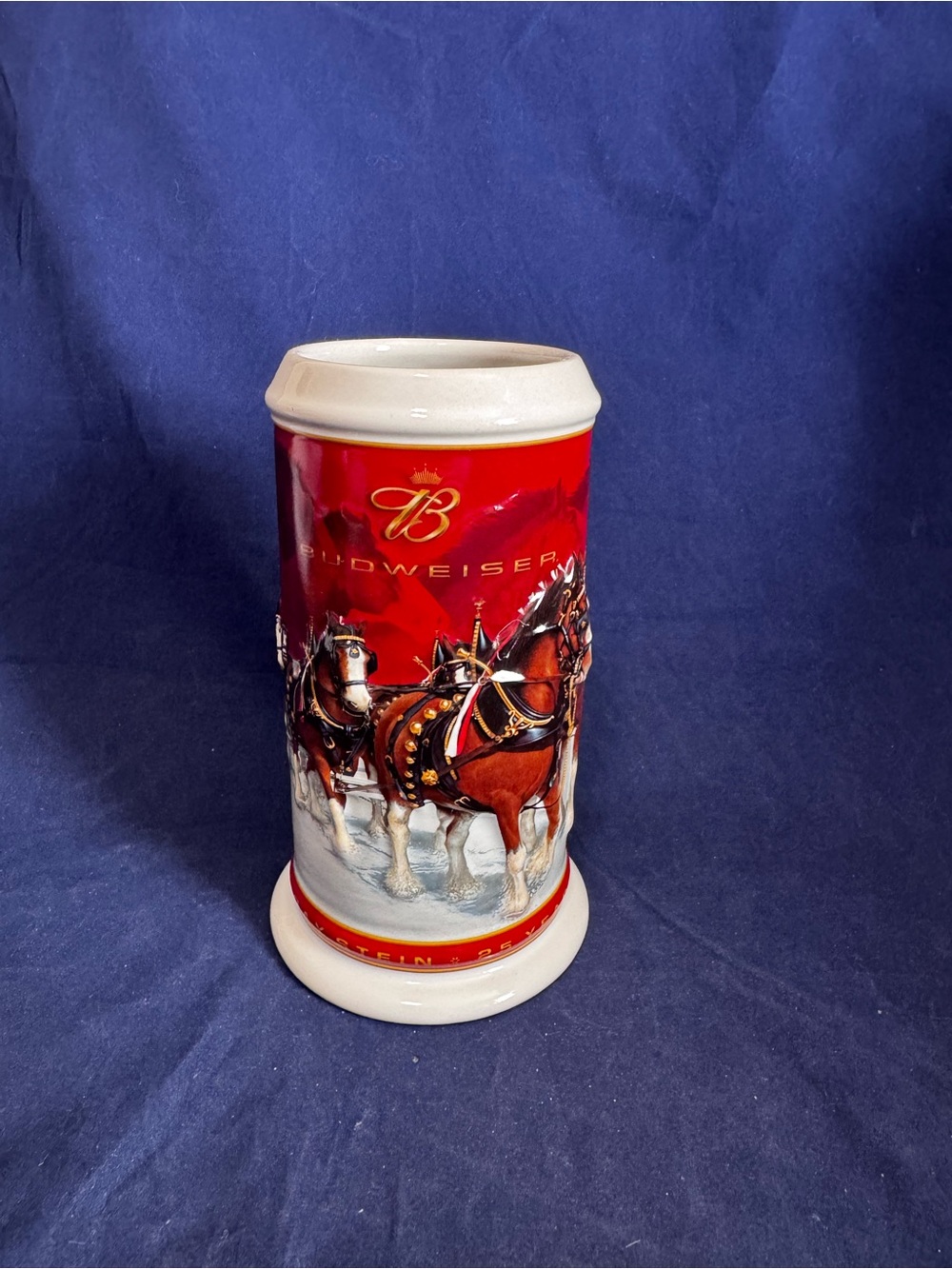 Budweiser 25th Anniversary Holiday Stein Christmas 2004 Beer Mug Great Condition